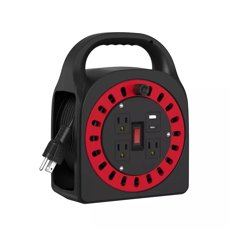 3 irteera USB plastikozko kablearen bobina 50 oin 3 irteera USB plastikozko kablearen bobina 50 oin